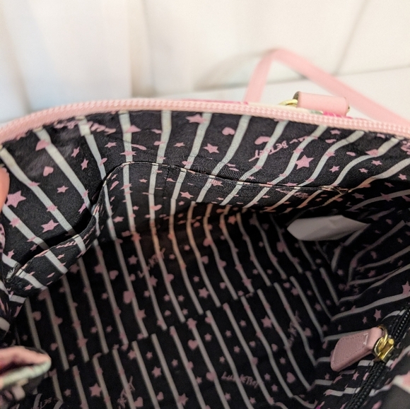 Betsey Johnson Pink Rose And Polka Dot Floral Handbag Tote Satchel EUC - Picture 8 of 12